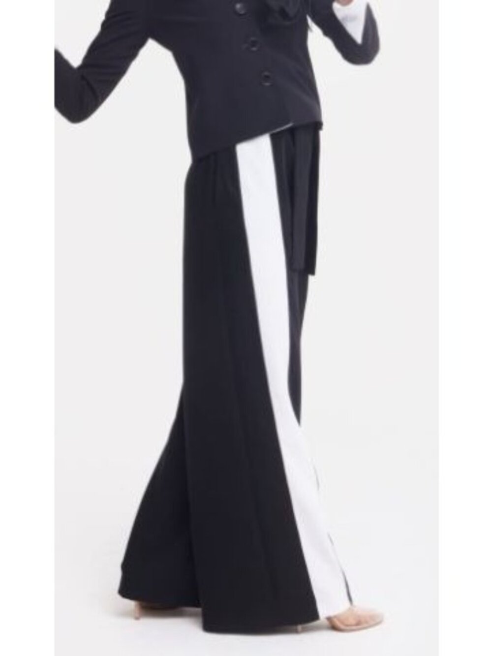NEW Julia Allert Belted High Waist Wide Leg Pants, Black/White, Size Large - Picture 6 of 16